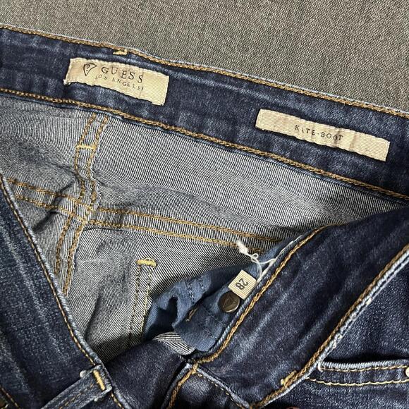 Y2K Guess Kate Boot dark blue wash bootcut low rise jeans size 28 - Picture 7 of 7